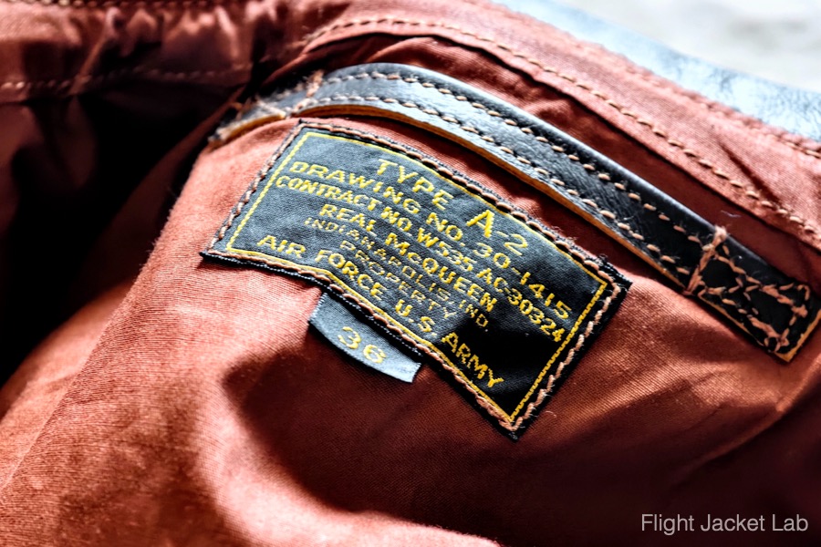 専用旧Real McCoy's McQueen 稀少サイズS The REAL McCOY'S】 A-2 STEVE McQUEEN 1994s 旧リアルマッコイズ