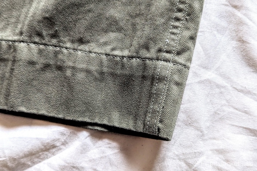 旧リアルマッコイズ1995年製ヘリンボーンを使ったマッコイズトラウザーズの洗濯後の裾