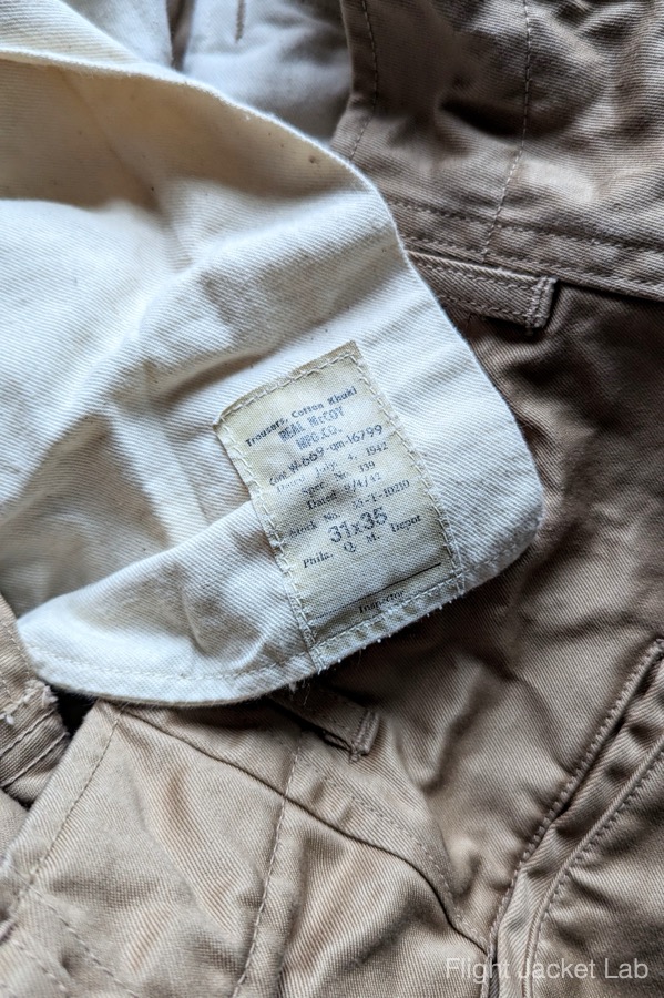 旧リアルマッコイズ1995年製チノトラウザーズのポケット布に縫い付けられたタグ