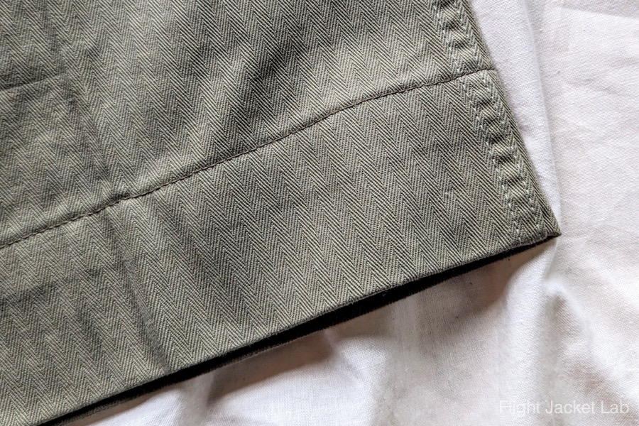 旧リアルマッコイズ1995年製ヘリンボーンを使ったマッコイズトラウザーズの裾直し後の裾
