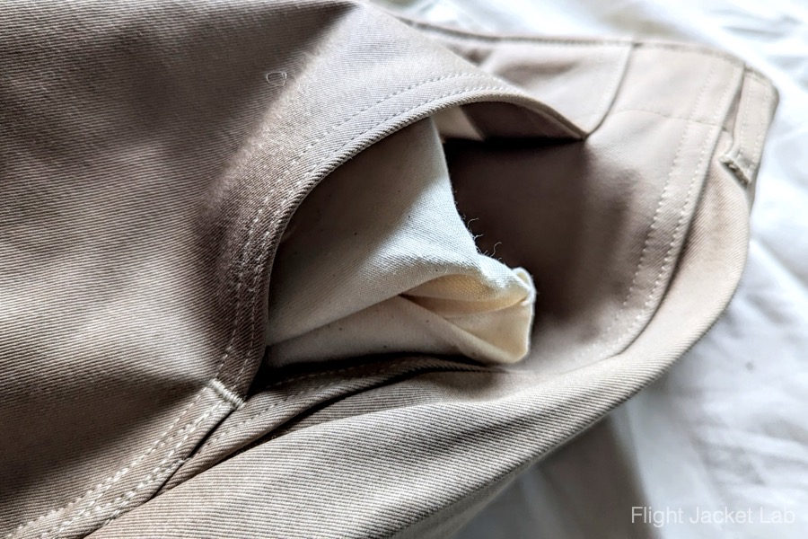 旧リアルマッコイズ1995年製両玉縁チノトラウザーズのポケット布
