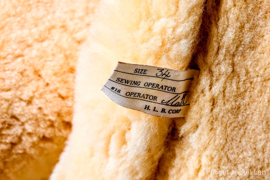 旧リアルマッコイズ1995年製H.L.B Corp実名復刻B-3のタグ