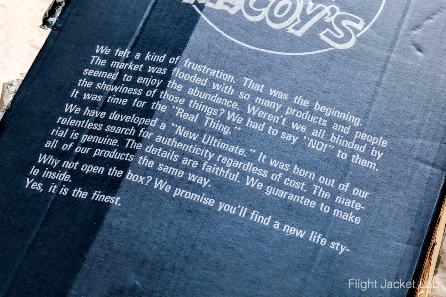 旧リアルマッコイズ1995年製H.L.B Corp実名復刻B-3の箱