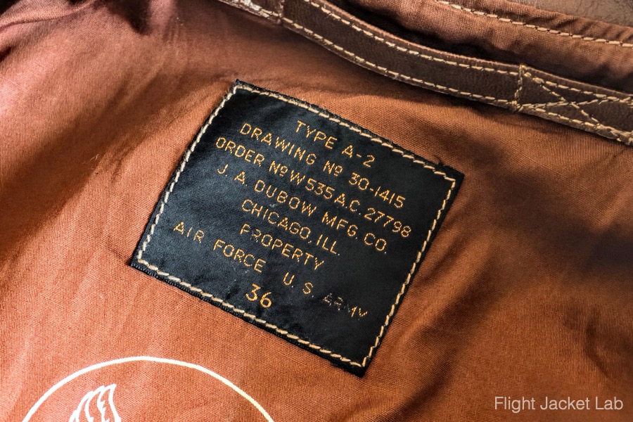 旧リアルマッコイズ1994年製A-2(J.A. DUBOW実名復刻)のラベル