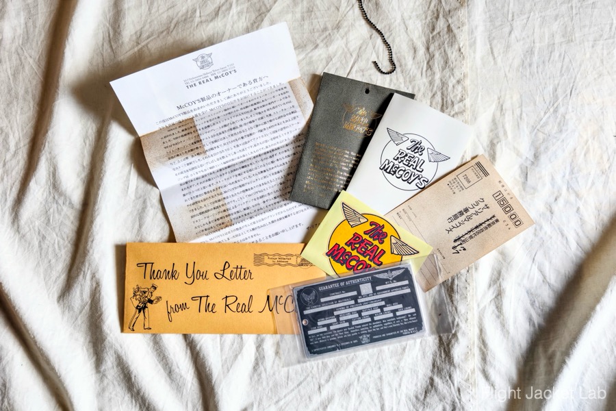 旧リアルマッコイズ1994年製A-2(J.A. DUBOW実名復刻)の付属品