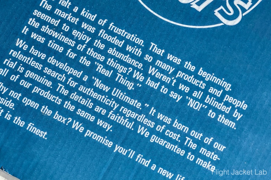 旧リアルマッコイズ1994年製A-2(J.A. DUBOW実名復刻)のパッケージ